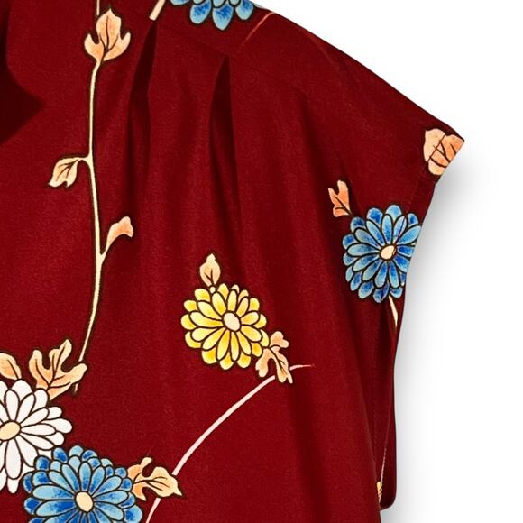 Nani of Hawaii Dress Vintage 70s Floral Shift Hawaiian Red Boho Size M L - Picture 5 of 9